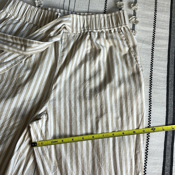 Zara • white tan neutral striped ankle pants with tie belt - Picture 10 of 13